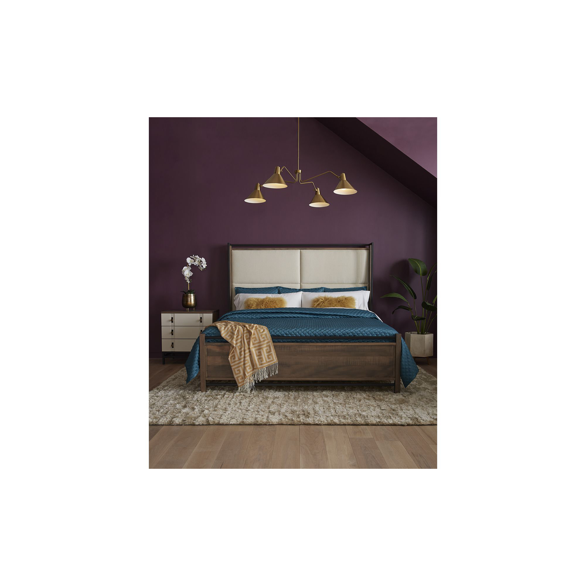 4 - Light Metal Dimmable Chandelier, Gold, Brushed Bronze