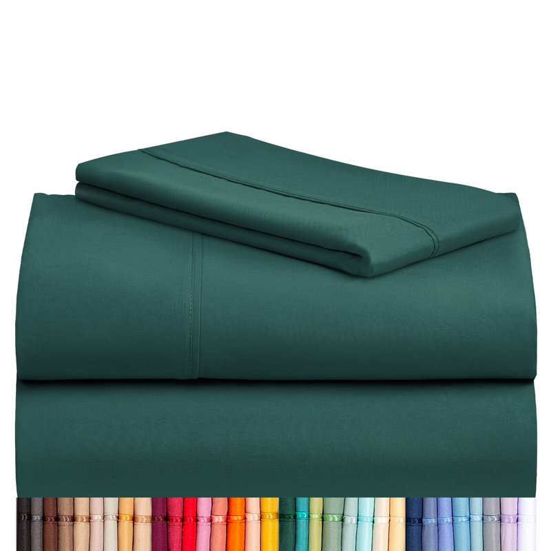Luxclub 4 PC Aqua Silky Soft Cooling Deep Pocket Performance Sheet Set, Twin Sheet Set with 1 Pillowcase, Emerald