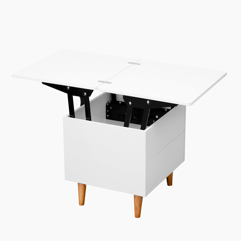 Table basse Fritzsche, Blanc, Chêne