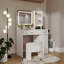 Ensemble de coiffeuse maquillage, coiffeuse avec tabouret, miroir lumineux à DEL et station de charge, blanc-905136739