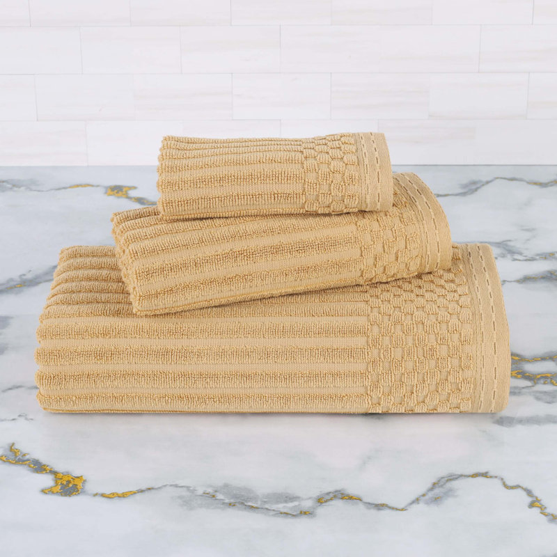Collection de serviettes en coton Soho Spa, Ensemble de serviettes 3 pièces, Doré