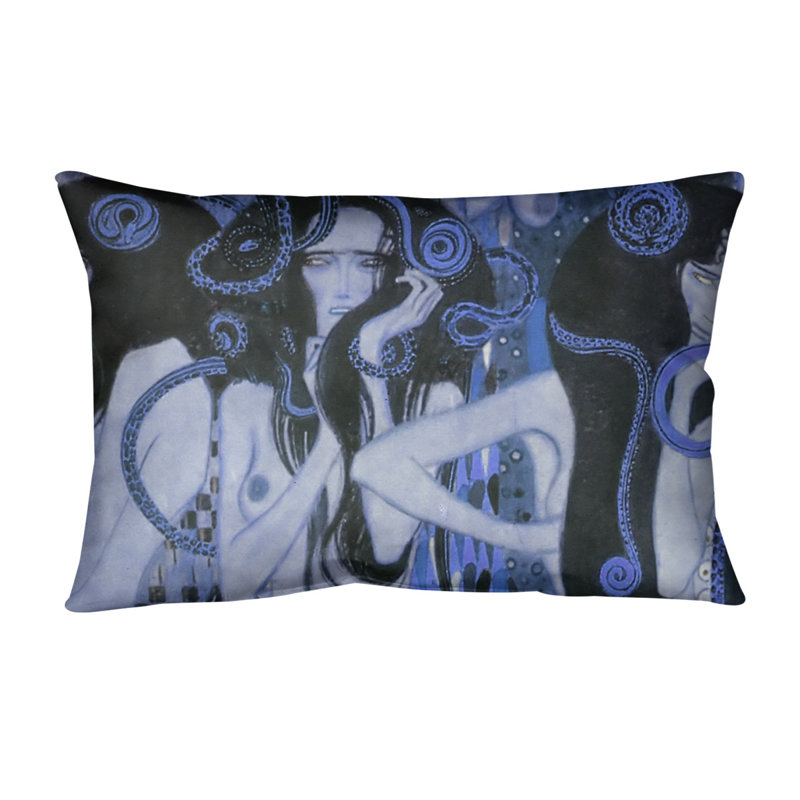 Coussin lombaire frise beethoven, 14 po x 10 po, Duvet synthétique, Bleu