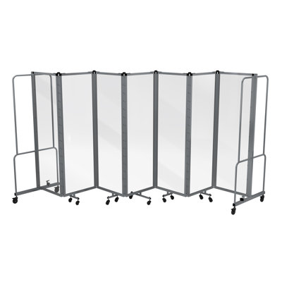Otis Clear Acrylic Preimium Quality Mobile Room Divider, Gray Frame