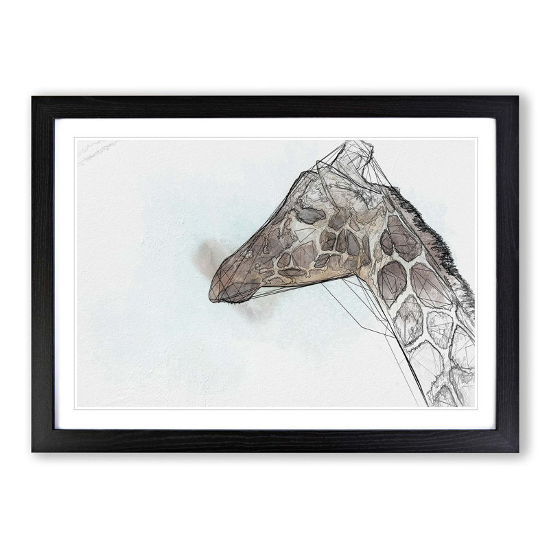 Giraffe Profile - Picture Frame Graphic Art Print, 36cm H x 48cm W x 2cm D, Black Framed