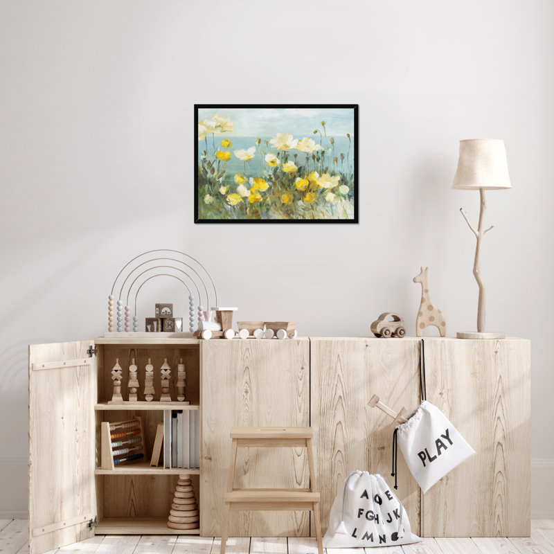 Field Of Poppies Bright Crop by Danhui Nai - Painting, Black Framed Paper Print, 34cm H x 50cm W