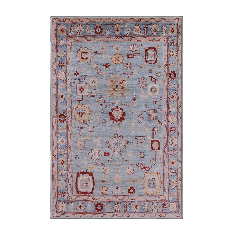 Tapis oriental bleu / rouge clair, Rectangle de 7 pi x 9 pi