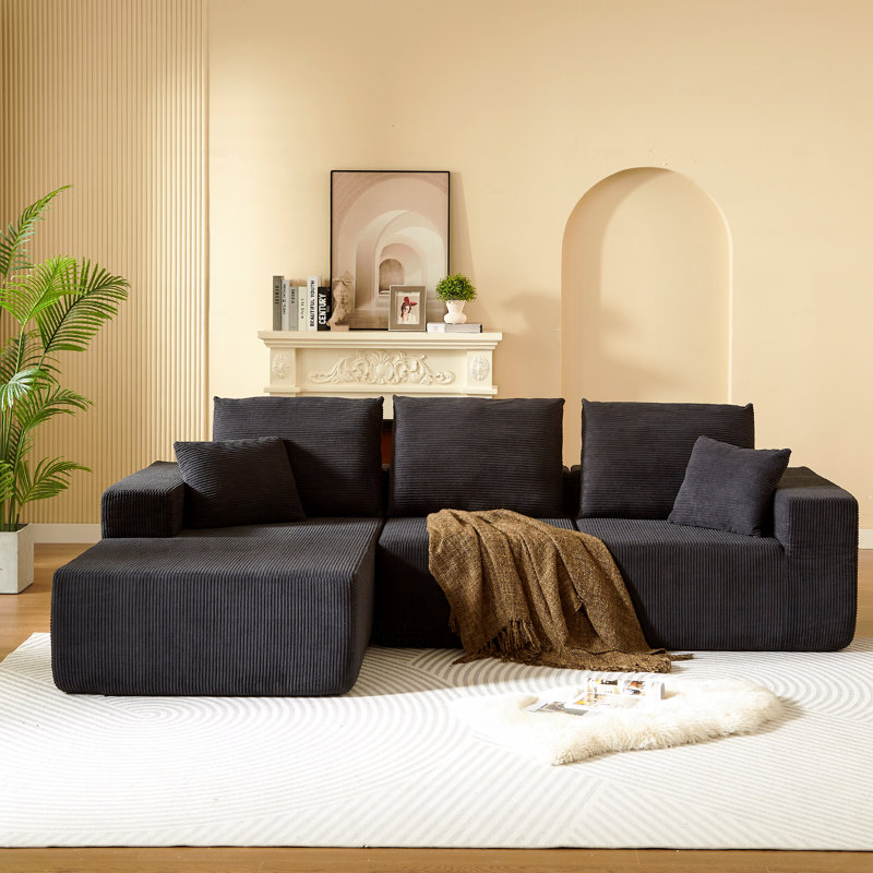 Canapé modulaire modulaire avec méridienne, canapé en forme de L de style moderne avec siège très profond, canapé modulaire
