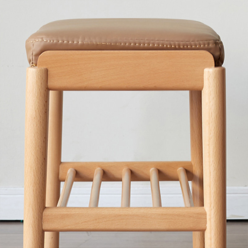 Banc brun en similicuir rembourré Burlywood, 16.54" H x 23.62" W x 11.81"D