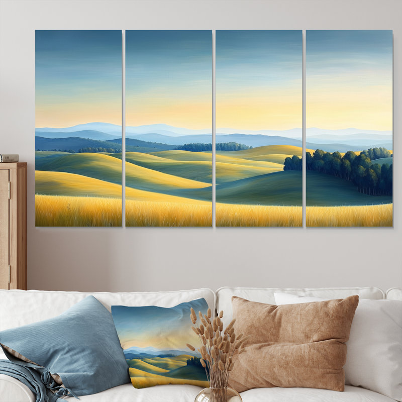«Rolling Hills At Dawn I», campagne, art mural - décoration murale campagne, 4, H 28 po x l 48 po