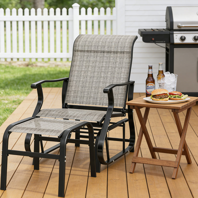 High Back Glider Chair Set,Outdoor Glider, Gray
