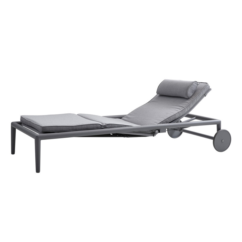 Conic 86.7" Long Reclining Single Chaise with Cushions, Light Gray