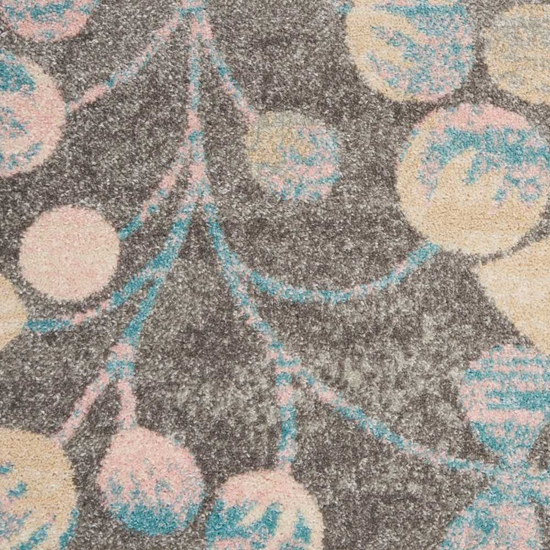 Tapis gris / beige à motif floral Leeming, Rectangle 8 pi 10 po x 11 pi 10 po