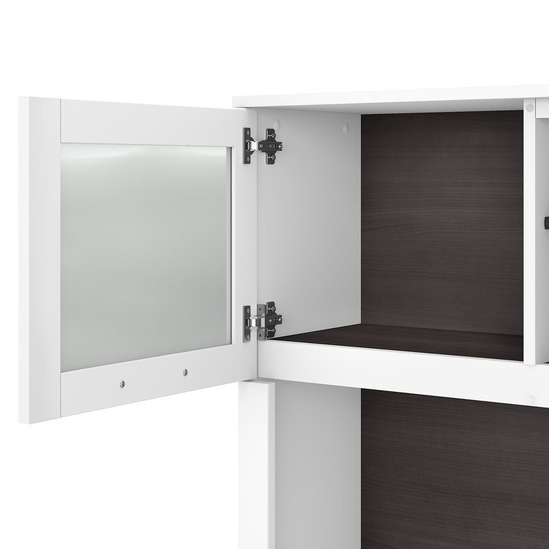 Bureau avec huche Ovia, Gris orage / Blanc