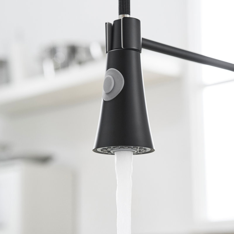 Robinet de cuisine à poignée simple en noir - escamotable pour un évier de nettoyage sans effort, Noir mat