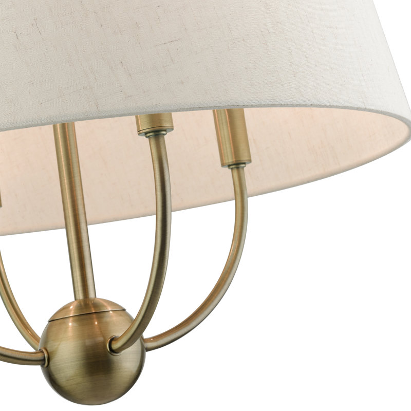Luminaire suspendu tambour à 4 lumières Desra, Laiton antique