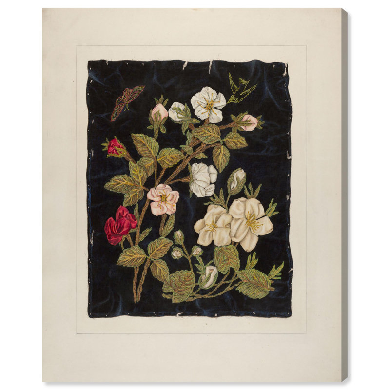 Fleurs sur fond noir, reproduction d'art sur toile par Art Remedy, H 36 po x l 30 po, Toile tendue avec châssis