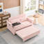 Canapé-lit convertible en chenille rose avec table d'appoint pliable, canapé-lit escamotable moderne pour petit salon et chambre à coucher
