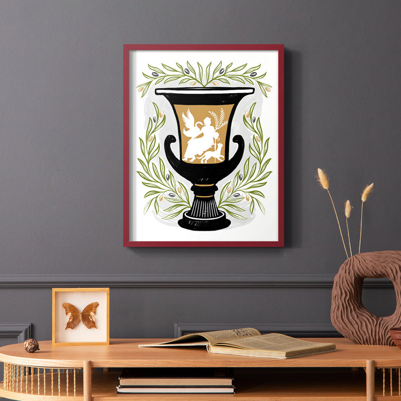 «Greek Vases I», reproduction encadrée - bois massif, Rouge, H 10 po x l 8 po