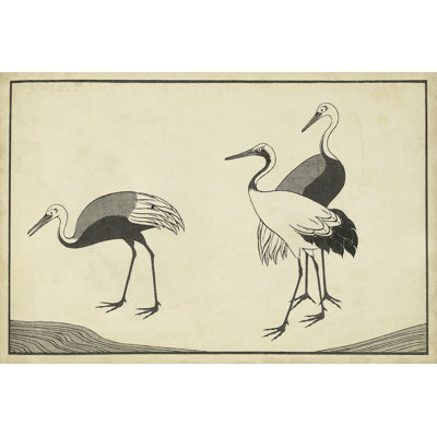 Japanese Cranes B - Wrapped Canvas Print