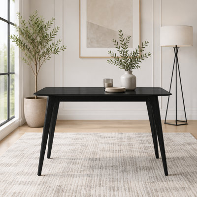 Mid-Century Modern Dining Table with Solid Wood Legs and Faux Wood Top