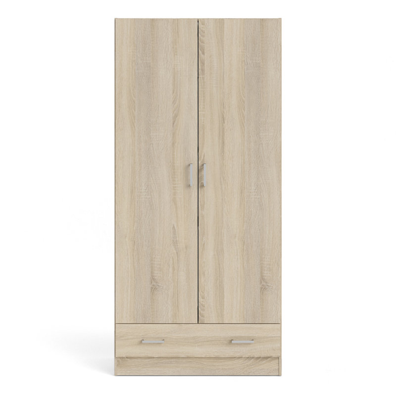 Mateah 2 Door Manufactured Wood Wardrobe, Oak