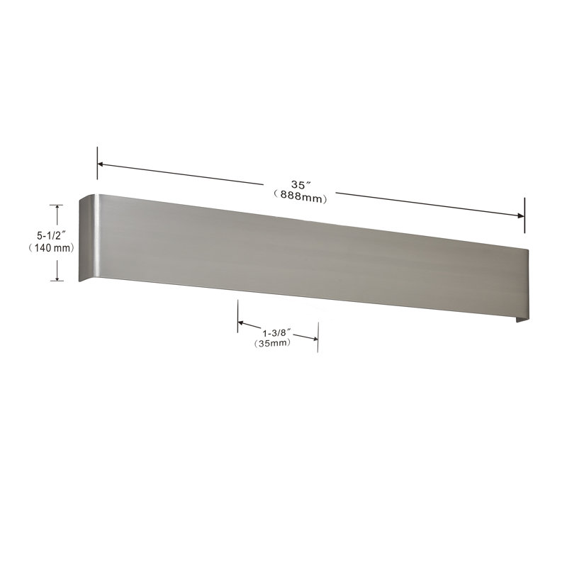 Applique murale longue linéaire encastrée Foline, Aluminum, 5,5 po x 35 po x 1,3 po