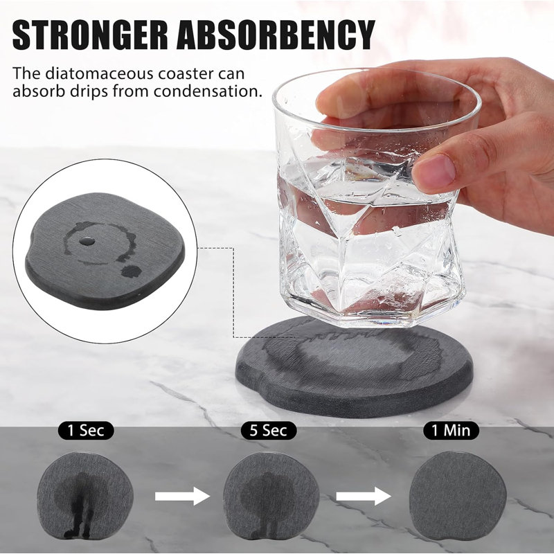 Ensemble de 8 sous-verres gris diatomacées