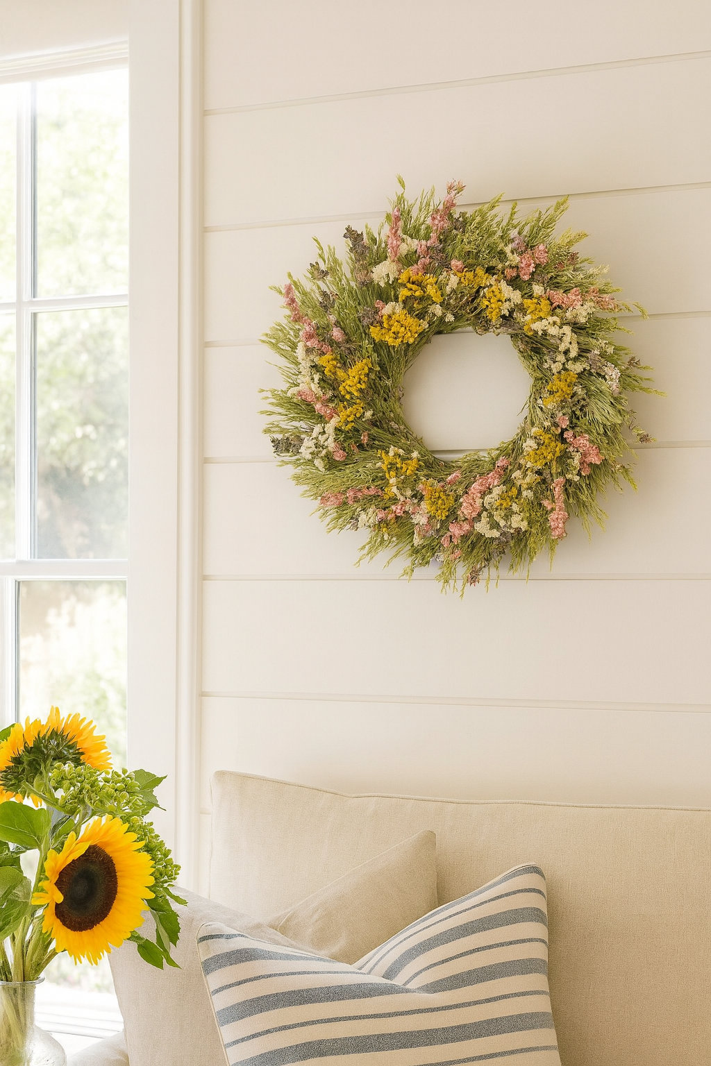 Great Meadows 30" Handcrafted Floral Wreath, 30" H x 30" W x 6" D