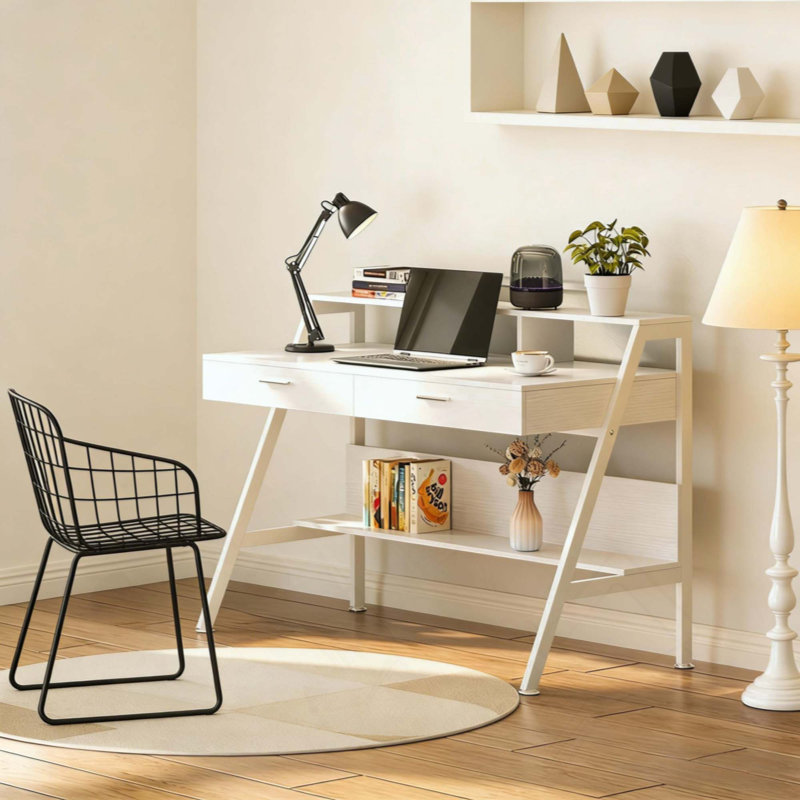 Bureau, bureau d'écriture avec tablette de rangement