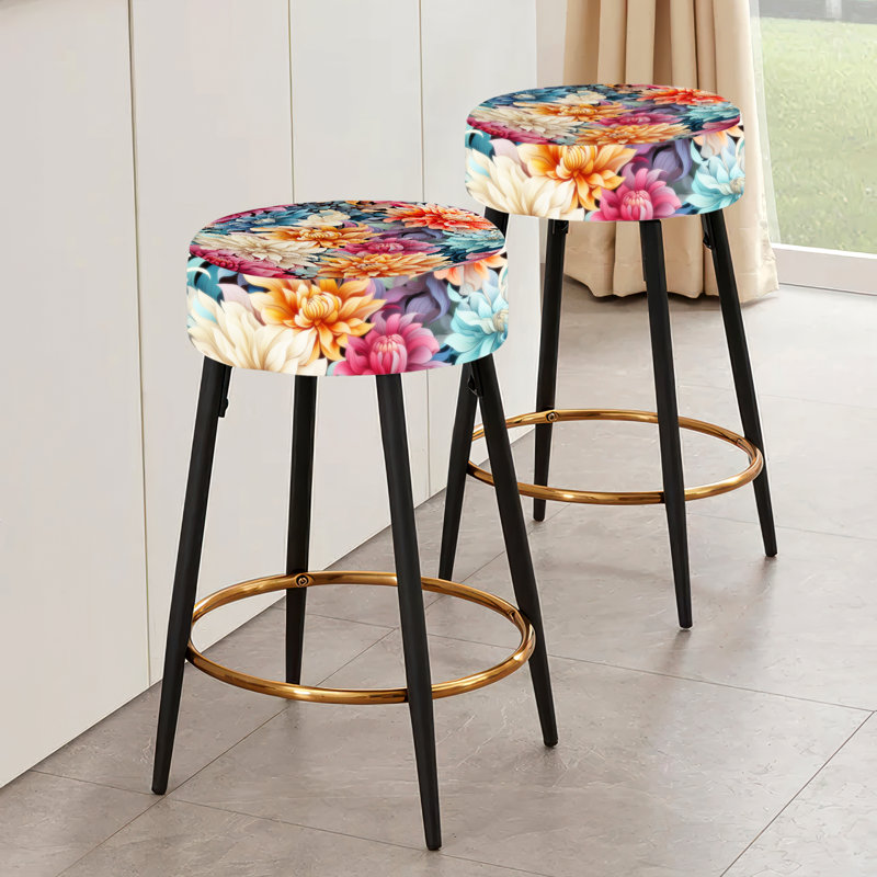 Vibrant Garden Dive Floral Pattern - Floral Bar Stools Set Of 2