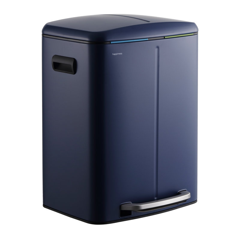 Denim Blue Stainless Steel 10.6-Gallon Step Trash Can