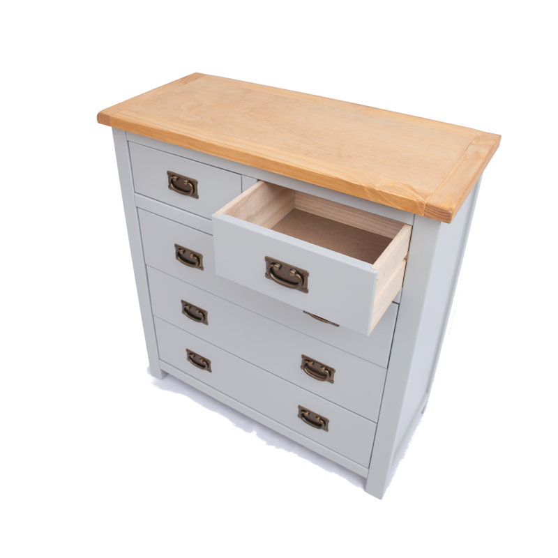 Enriquez 90 cm W Chest of 5 Drawers, Light Brown/Grey