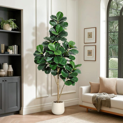 Figuier artificiel 4/5/6 / 7FT en pot, ficus réaliste pour décoration de bureau à domicile, cadeau de pendaison de crémaillère