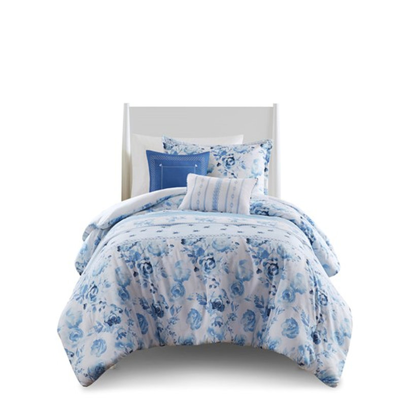 Édredon double / grand, motif à rayures florales magnifiques, 2 taies décoratives, coussins décoratifs, charmant tissu en microfibre