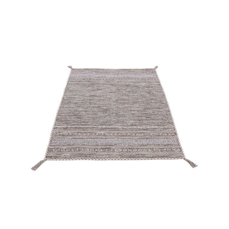 Azizi Striped Hand Woven Cotton Beige Rug