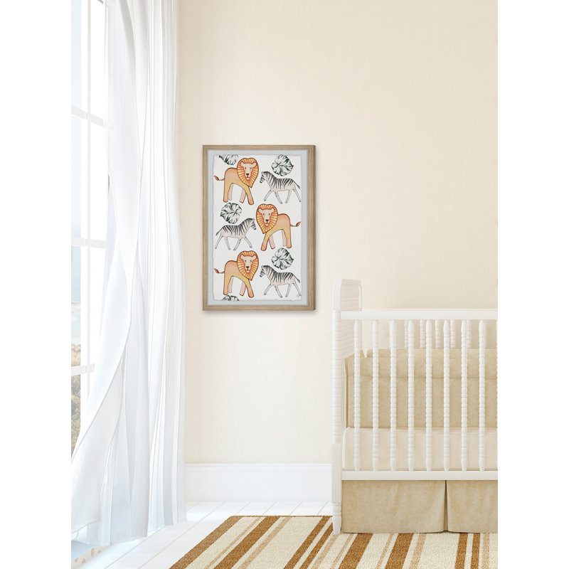 Hamza Zebra And Lion Palms - Print, 30cm H x 20cm W