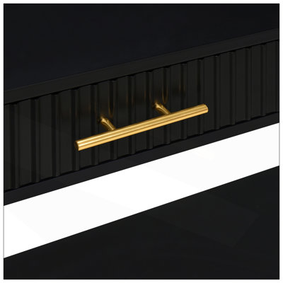 Console de 60 po avec 3 tiroirs, table d'entrée en bois avec tablette de rangement, table basse pour salon, couloir, vestibule, vestibule, couloir (noir)