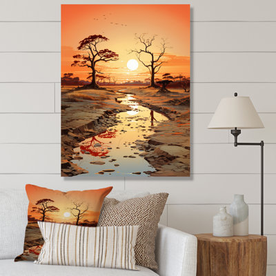 Orange, beige, vallée d'Afrique sur toile