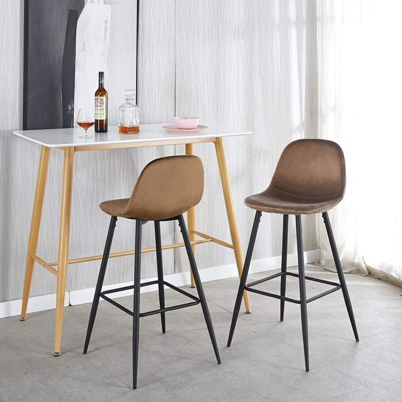 Upholstered Counter Stool with Metal Frame, Orange