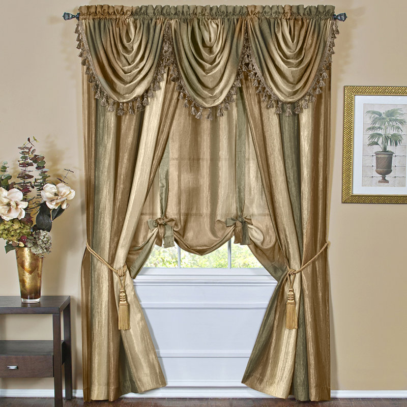 Aldreda Semi-Sheer Single Curtain Panel, Taupe