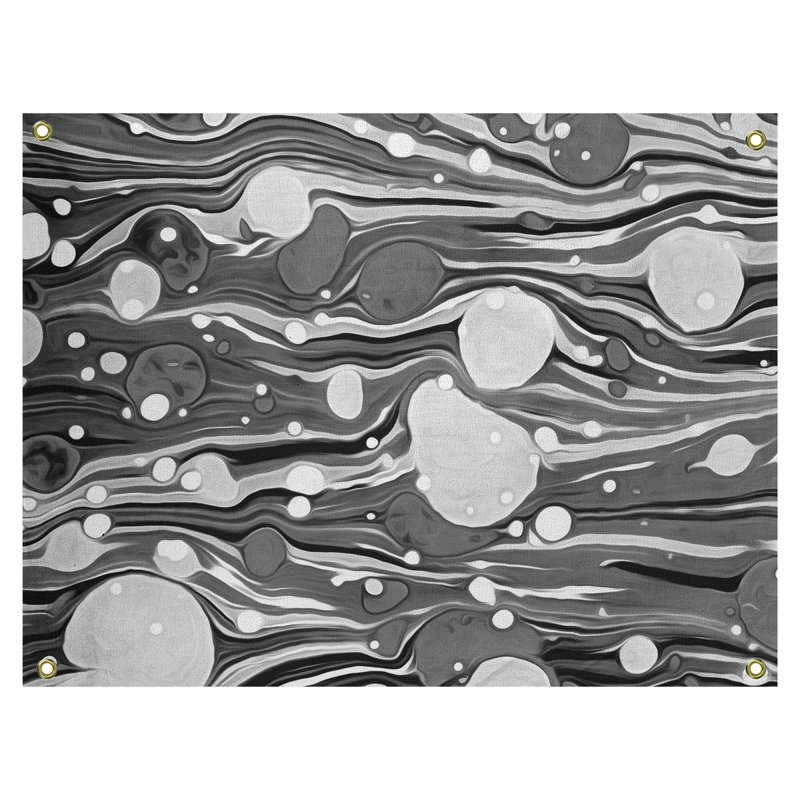 Tapisserie murale tourbillons paint, H 26 po x l 36 po, Noir / Blanc