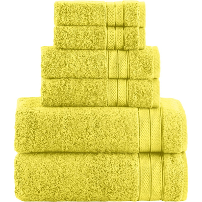 Ensemble de serviettes de bain 6 pièces Elegant Comfort Luxury, Yellow