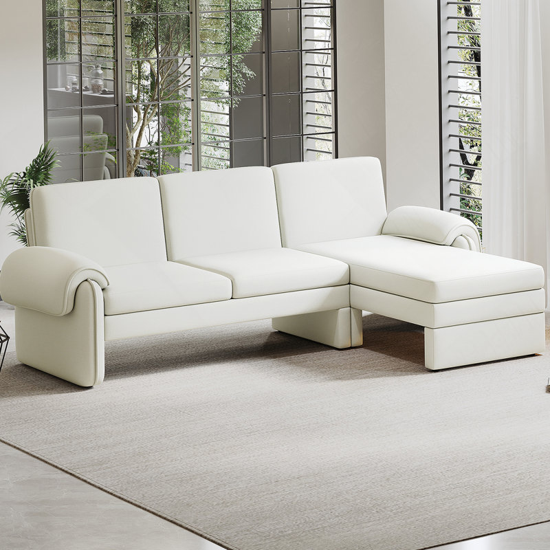 Canapé-lit futon convertible 94,1 po avec dossier réglable, méridienne réversible et deux coussins d'accoudoirs amovibles pour le salon, beige