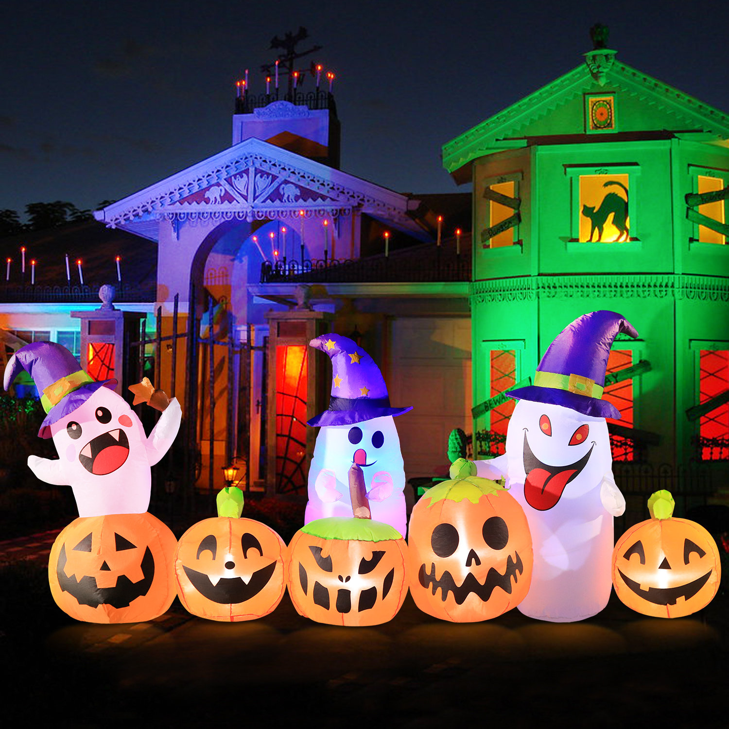 COMIN 5 FT Halloween Inflatable Animated Pumpkin Ghost - Blow Up Yard Decoration With LED Lights, Indoor/Outdoor - View #6