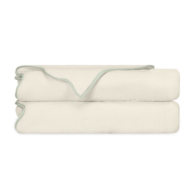 Anytala Bath Sheet Set, Ivory/Eucalipto