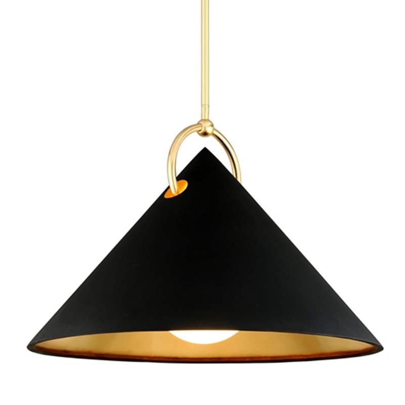 Luminaire suspendu 1 lumière Charm, Feuille d'or, H 26,5 po x l 38 po x l 38 po