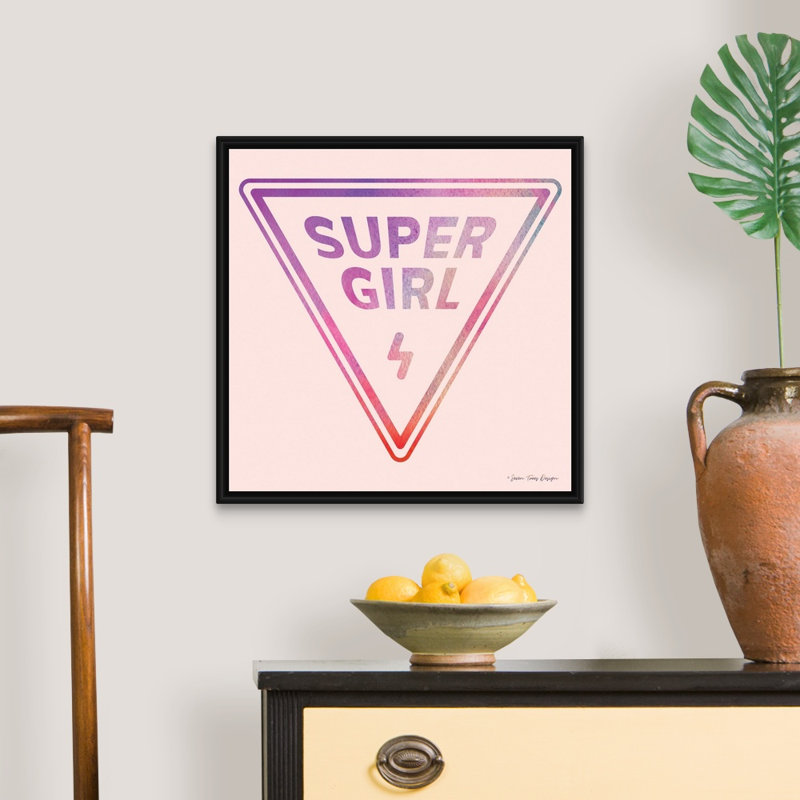 " Super Girl " by Seven Trees Design, Black Framed, 22" H x 22" W x 1.75" D