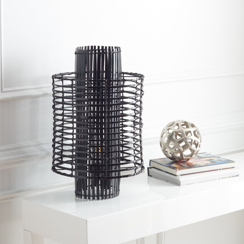 Lozko Wicker/Rattan Table Lamp, Black