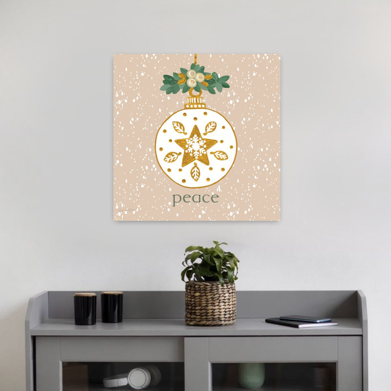 Ornement contemporain de paix enneigé avec art des fêtes de Noël, H 18 po x l 18 po