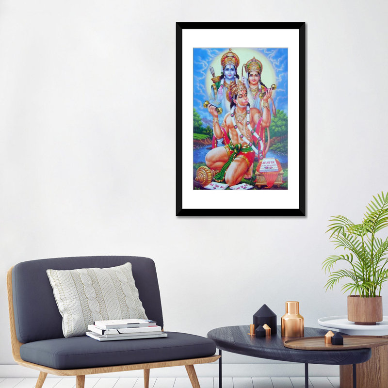 «Hindu God Hanuman», impression sur toile, Papier d'art encadré noir, Blanc, H 24 po x l 16 po x P 1 po
